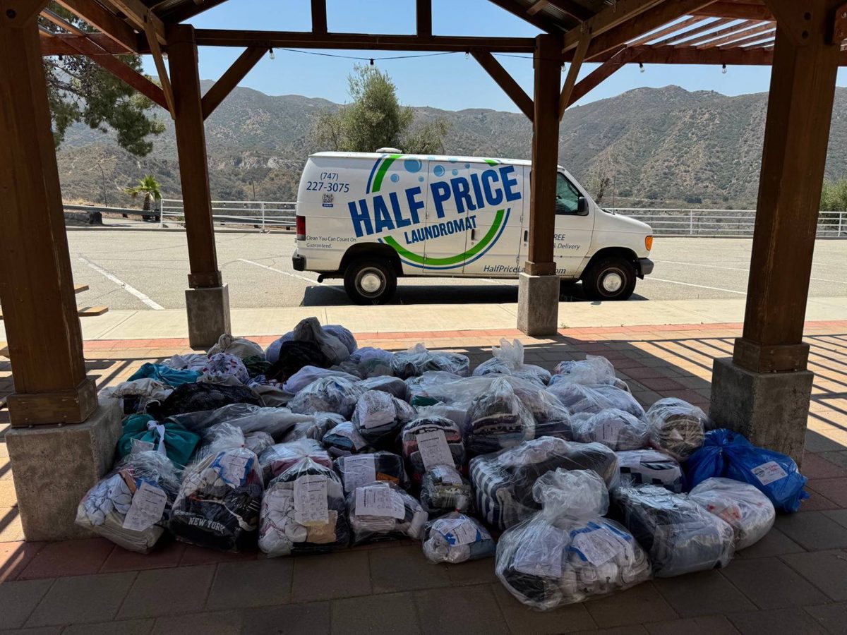 Half Price Laundry van with a large commercial laundry pickup, every bag tagged