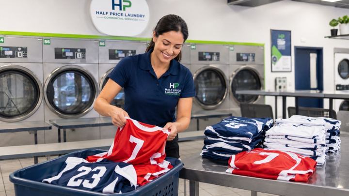 Fresh folded sports & gym linens from Half Price Laundry