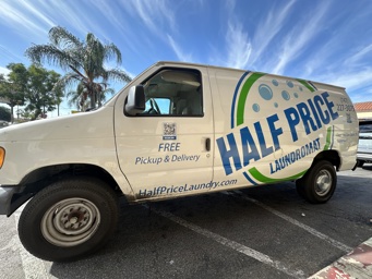Half Price Laundry pickup and delivery van