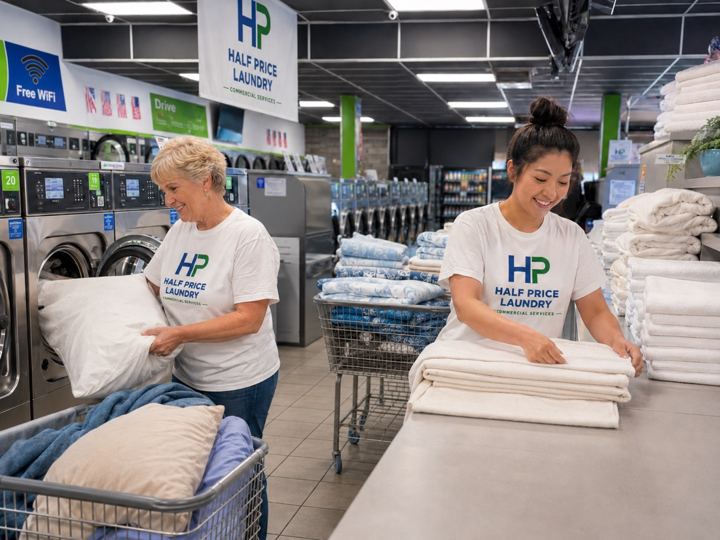 Fresh folded restoration linens from Half Price Laundry